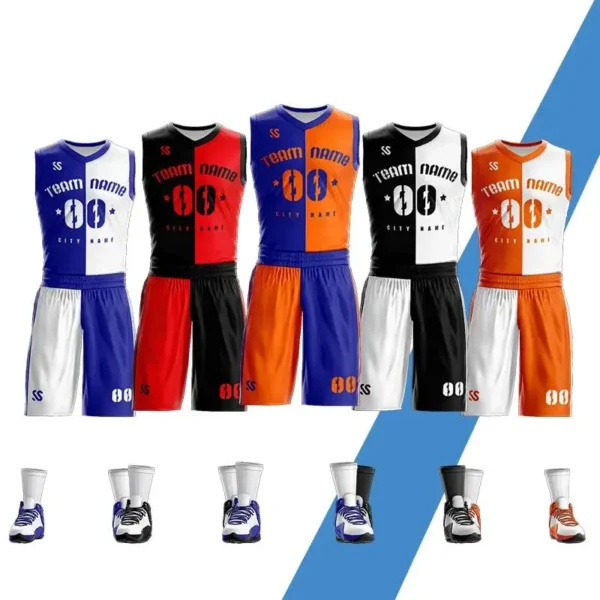 Custom Cheap Diy Basketball Jerseys Set Uniforms Kits Youth Men Basketball Shirts Shorts Suit Sports Clothes Mix Order