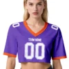 Custom American Football Jersey Crop Top for Women Girls Plain Sporty Cropped Shirt Personalized Name Number Jerseys Fans Gift