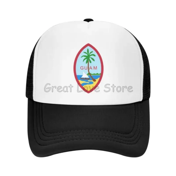 kf-S2c10de9f224040fea17822f1f87458d1t Guam Flag Print Mesh Baseball Caps Adjustable Snapback Hats for Men Women Outdoor Sun Protection Cap Casual Trucker Dad Hat