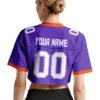 Custom American Football Jersey Crop Top for Women Girls Plain Sporty Cropped Shirt Personalized Name Number Jerseys Fans Gift