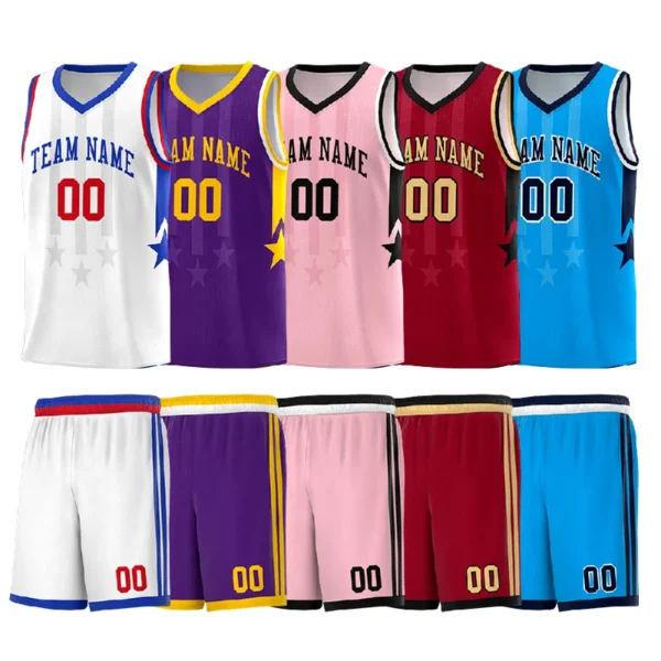 Custom Basketball Jerseys Team Jersey Set Basketball Uniforms Casual Sportswear Personalized Print Name Design