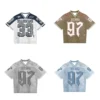 kf-S88421a6e31cc4cef8546abcd7437b8faS Fashionable American T-Shirt, Breathable, Splicing, Slouchy Football Jersey, Streetwear Casual, Breathable, Unisex, Short Sleeve