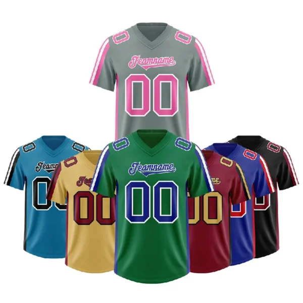 Custom Football Jerseys Retro Athletic Rugby Uniform Printed American Wear for Adults Short Plain Mesh Polyester Practice