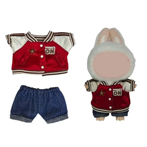 kf-S9698528012df45c395c6aea8f7d573f2h Mini Doll'S Clothes Outfit Accessories For Korea Kpop Exo 15-17cm Labubu V1 V2 Baseball jersey pants shoes camera Clothing Gift