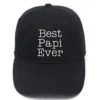 Lyprerazy for Grandpa Best Papi Ever Washed Cotton Adjustable Flock Printing Baseball Cap