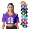 Custom American Football Jersey Crop Top for Women Girls Plain Sporty Cropped Shirt Personalized Name Number Jerseys Fans Gift