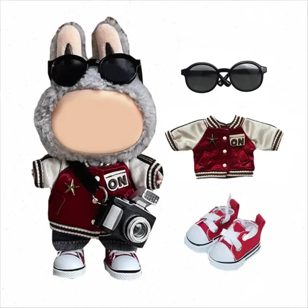 Mini Doll'S Clothes Outfit Accessories For Korea Kpop Exo 15-17cm Labubu V1 V2 Baseball jersey pants shoes camera Clothing Gift